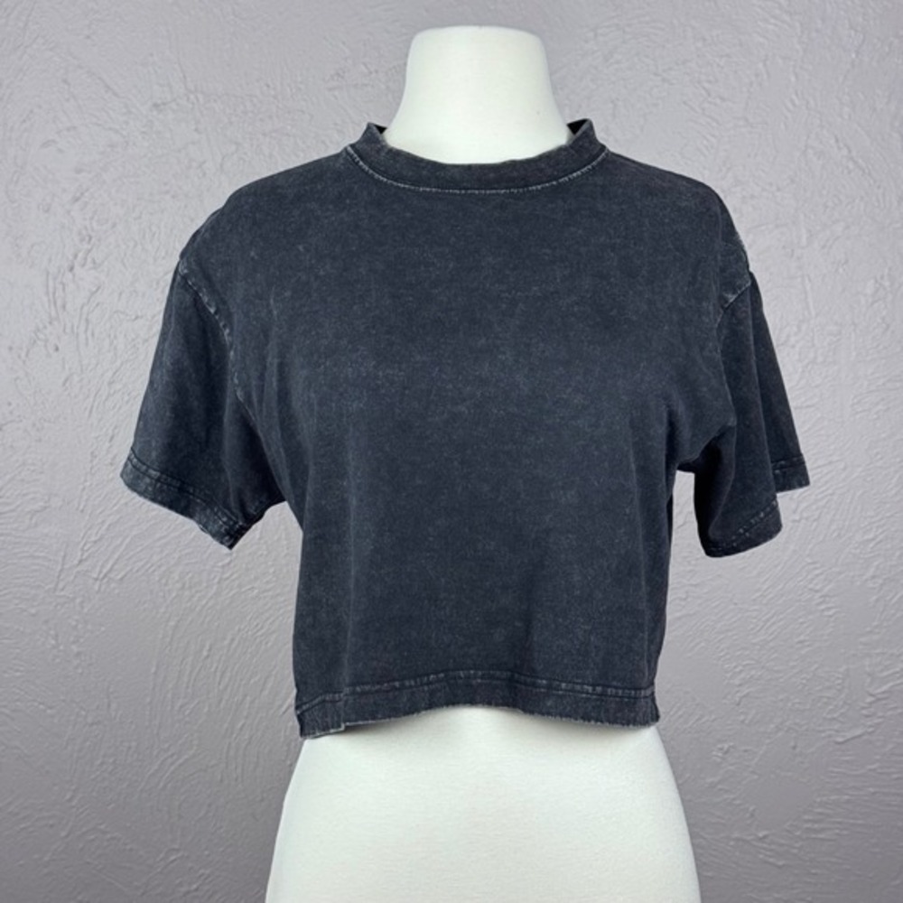 HUAN2 Industrial Acid Wash Crop Top - Distressed grey/black streetwear‎ xs/s
